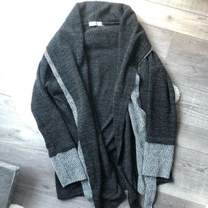 Grey Colourblock Longline Cardigan Shawl Collar L